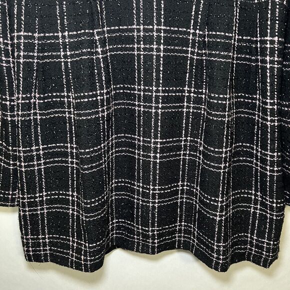 BB Dakota Pea Coat Womens Size Large Black Pink Plaid Two Button Front Acrylic - Picture 11 of 11